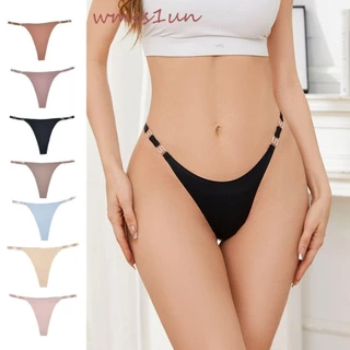 Wmes15h Traceless Thong, Quần lót eo thấp Quần lót lụa băng, Quần lót cám dỗ Màu trơn Cotton Đáy quần liền mạch Quần lót nữ