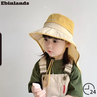 Mũ chống nắng trẻ em EBINLANDS, Mũ che nắng ngoài trời chống tia cực tím màu trơn cho trẻ em, mỏng khô nhanh với khăn choàng Mũ che nắng đi biển