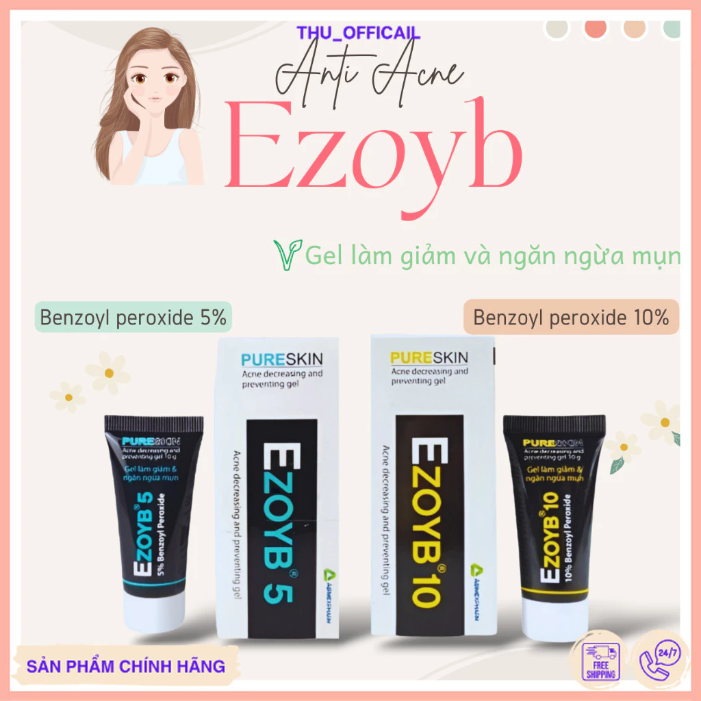 Benzoyl peroxide kem giảm mụn trứng cá, kem mụn trứng cá mụn bọc EZOYB 5 10% phù hợp mọi loại da hiệu quả nhanh