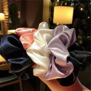 Hàn Quốc Influencer Scrunchy Hair Ring ins Pháp Retro Satin Đơn Giản Đầu Bóng Dây Cao Su