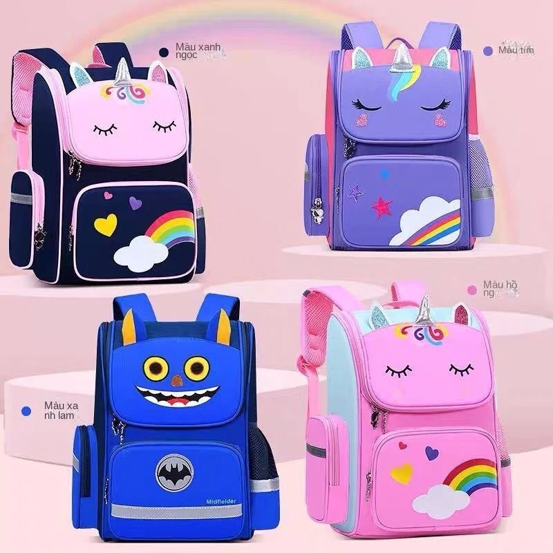 Mới Schoolbag Trường Tiểu Học Bé Trai Và Bé Gái 1-6 Lớp Ba Lô Dung Tích Lớn Trẻ Em Kỳ Lân Túi Ba Lô Dễ Thương