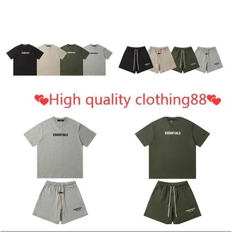 Phong cách mới Fear of FO Fear of God Essentials SS24 Bộ đồ ngắn tay cổ chữ V thông thường