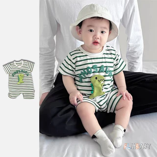 Sơ Sinh Bé Trai Áo Liền Quần Hoạt Hình Dễ Thương Khủng Long Sọc Jumpsuit Body 0-2 Tuổi