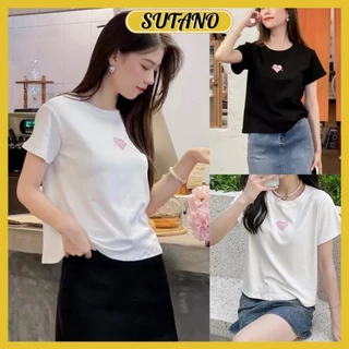 áo thun baby tee nữ áo babytee in hình tim basic cá tính chất cotton khô A440 SUTANO