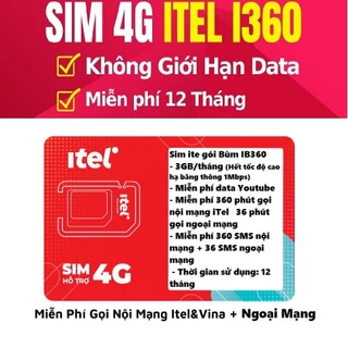 [ 1 TỶ GB ] Sim 4G Vinaphone Itelecom Trọn Gói 1 Năm Truy Cập Max Băng Thông IB360 IBVIP6 IBVIP12 IBKID