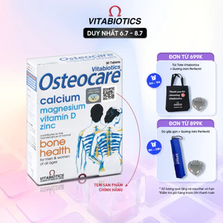 Viên Uống Chắc Khỏe Xương Vitabiotics OSTEOCARE Bổ Sung Canxi, Vitamin D Và Khoáng Chất Thiết Yếu Hộp 30 Viên