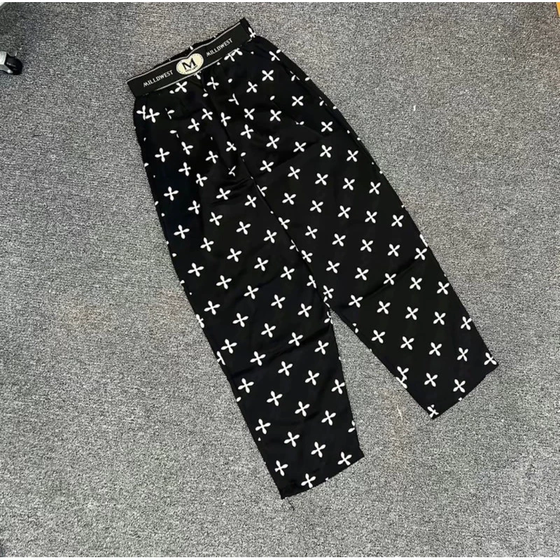 Quần Suông Lụa Dáng Baggy Thụng Siêu Mát Cạp Cao Hoạ Tiết , Quần Xuông Lụa Cao Cấp Dáng Baggy