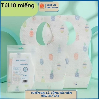 Yếm giấy ăn dặm cho bé, ( túi 10,5 cái ) ,thấm hút tốt, tiện dụng, vệ sinh, phù hợp đi du lịch - Loki