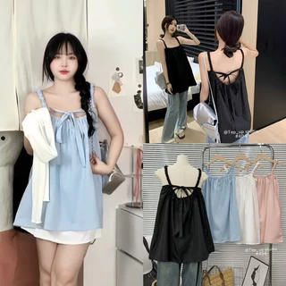 Áo 2 Dây Babydoll Quai Nhún Buộc Nơ Lưng, Áo 2 Dây Mặc Hai Kiểu Basic - The Floral Dress