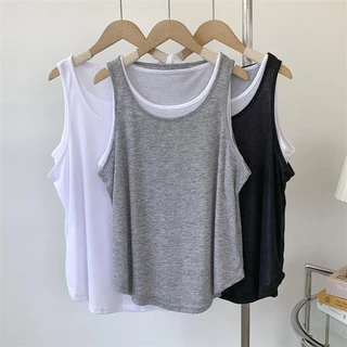 Yuewen Giả Hai Mảnh Cổ Tròn Bên Trong Camisole Nữ Kích Thước Lớn Rời Thể Thao Thường Ngày Không Tay Đáy Top Mặc Ngoài