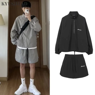 Áo khoác + quần short nam dài tay KYUSHUAD phong cách Hàn Quốc thời trang nhanh khô thoáng khí thể thao thông thường chống nắng bộ hai mảnh