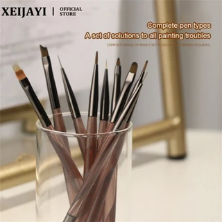 Nail Art Bàn chải chức năng Halo Dye Gradient Kéo Line Cà phê trong suốt Acrylic Phototherapy Pen Dụng cụ làm móng tay cho tiệm làm móng tay