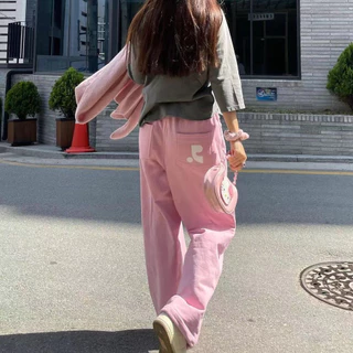 Rest&Recreation High Waist Drawstring Sweatpants for Women Loose Street Casual Straight TrousershanniSame Style