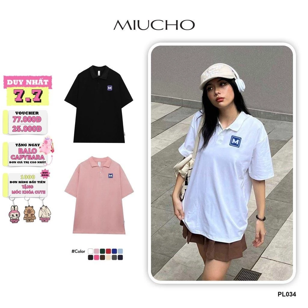 Áo polo nữ form rộng có cổ đẹp chất cotton form unisex PL034 Miucho basic