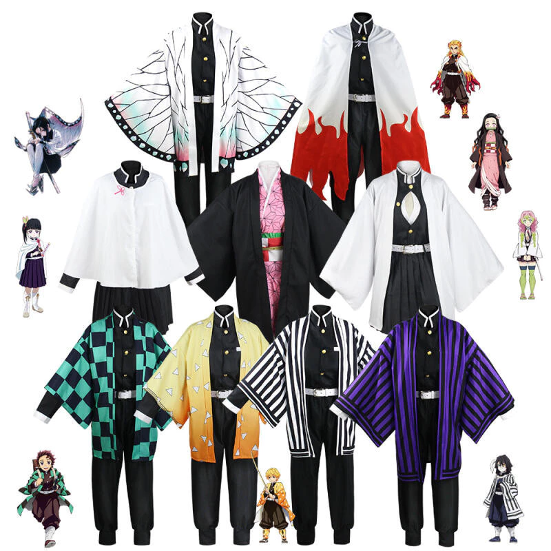 Anime Demon Slayers Nezuko Kamado Trang Phục Hóa Trang Tanjirou Zenitsu Shinobu Kimono Kimetsu no Yaiba Kisatsutai Quần Áo Halloween