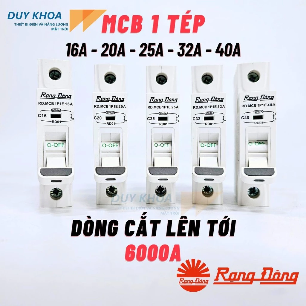 Cầu dao MCB 1 tép Rạng Đông chống quá tải Có thể cắt dòng đến 6000A Aptomat chống ngắn mạch