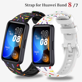 Dây đeo silicon cầu vồng cho Huawei Band 8 7 Đồng hồ thông minh silicon thay thế Vòng đeo tay cho Huawei Band 8 7 In Pulseira