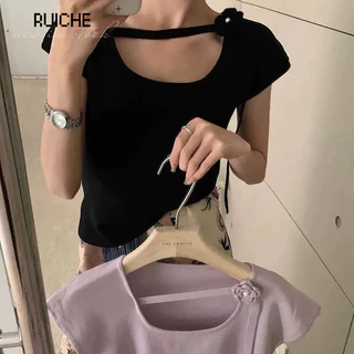 RUICHE áo phông áo thun nữ croptop baby tee Stylish Dễ thương INS Cute WMJ2440NQ9 16Z240415