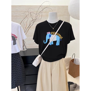 Fashmily Hàng Sẵn Có 100% Cotton Oversize Áo Nữ Mới Mùa Hè Hàn Quốc Tay Ngắn Thời Trang Unisex Tee Rời Cổ Tròn Quần Áo Nam