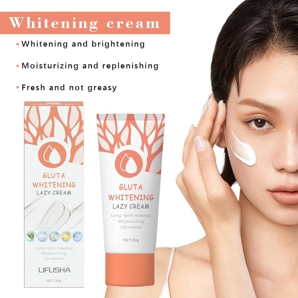 Kem Làm Trắng Da Mặt Gluta Lazy Cream Lâu Dài Dưỡng Ẩm Thời Gian Trang Điểm Làm Trắng Dưỡng Ẩm