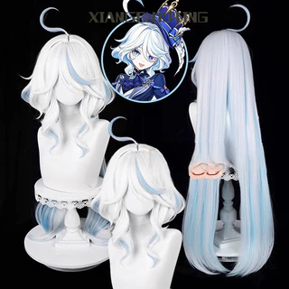 Trò Chơi Genshin Tác Động Fontaine Focalors Cosplay Tóc Giả Dài 100cm Bạc Trắng Xanh Hỗn Hợp Màu Tóc Giả Chịu Nhiệt Tổng Hợp Tóc