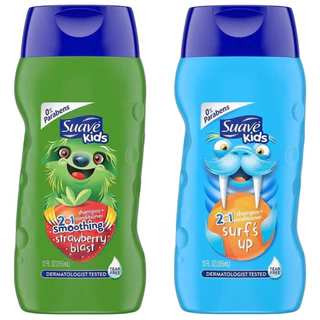 Dầu gội và xả trẻ em Suave Kids 2 in 1 Shampoo & Conditioner Surf's Up/Strawberry Blast 355ml (Mỹ)