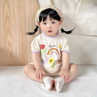 Quần Áo Liền Quần Cho Bé Mùa Hè Mới Dễ Thương Tay Ngắn Jumpsuit Bé Gái Mỏng Thoải Mái Cotton Body Phù Hợp Với Sơ Sinh Quần Áo Trẻ Sơ Sinh 0-2 Tuổi