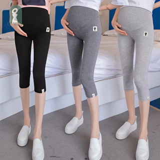 [Flvn] Quần crop Skinny bà bầu Quần legging co giãn có thể điều chỉnh cho phụ nữ mang thai Hàng mới