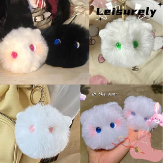 Leily Blush Cat Ball Móc khóa, Búp bê nhồi bông Hoạt hình Blush Cat Ball Mặt dây chuyền, Thời trang treo trang trí Túi sang trọng Phụ kiện túi mặt dây chuyền