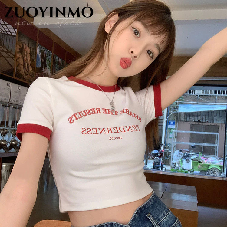 ZUOYINMO áo phông áo thun nữ croptop baby tee Comfortable xu hướng Xu hướng Korean WCS24307Z9 19Z240511