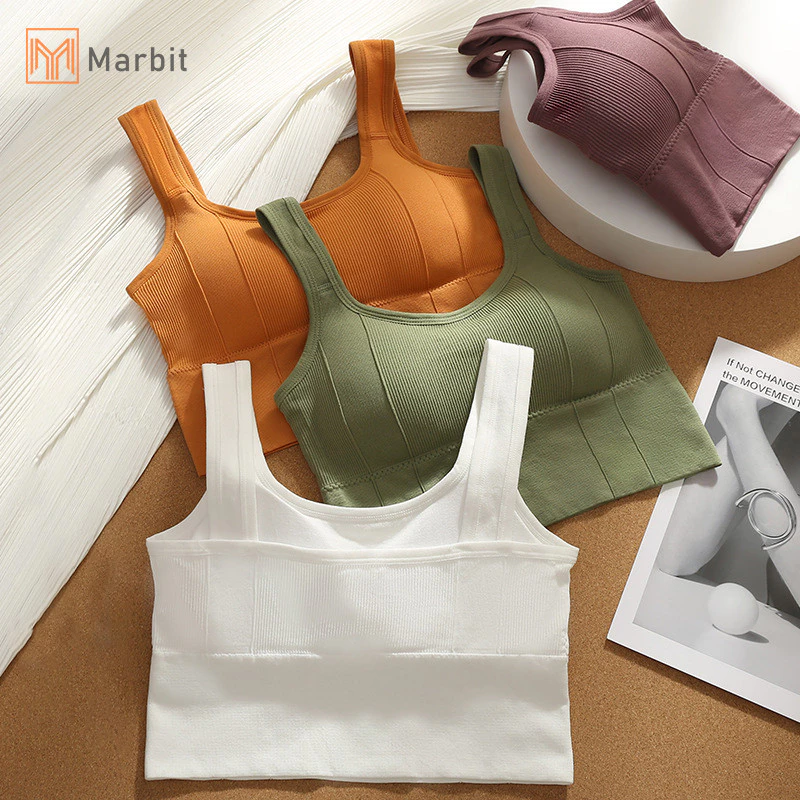 Marbit Nữ Yoga Thể Thao Áo Ngực Thể Dục Liền Mạch Brassiere Hình Chữ U Sâu Hình Lưng Ống Top Không Có Vòng Thép Áo Ngực Phù Hợp Mới