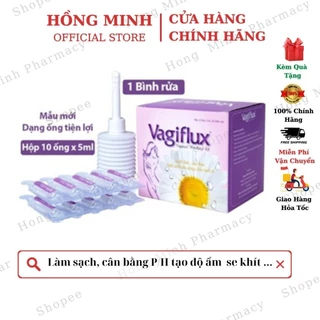 Vagiflux Bình rửa vệ sinh phụ nữ - 1 bình 10 ống muối Chính hãng với berikit vệ sinh giảm ngứa cô bé