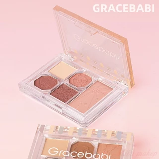 Bảng Phấn Mắt GRACEBABI Năm Màu Matte Pearlescent Phân Cực Bảng Trang Điểm Bột Hàng Ngày