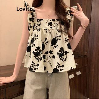 Lovito Áo sơ mi họa tiết hoa phong cách Boho Ditsy cho Nữ L86ED388