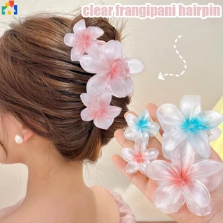 Thời Trang Trứng Hoa Màu Gradient Vuốt Tóc Kẹp Nữ Cô Gái Cá Mập Lớn Kẹp Thanh Lịch Plumeria Lấy Kẹp Tóc Đi Biển Phụ Kiện Tóc