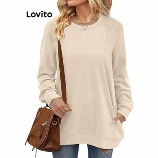 Lovito Áo nỉ có túi trơn thông thường dành cho nữ LNL55332