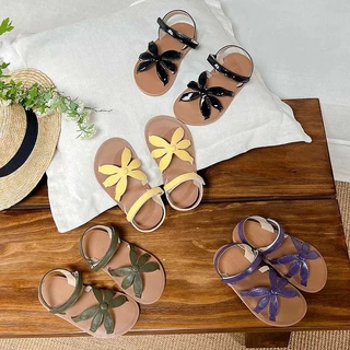 Giày Sandal Trẻ Em Bé Gái Phiên Bản Hàn Quốc Phong Cách Retro Dép Hoa Bé Gái Mùa Hè Công Chúa Giày Sandal Đi Biển