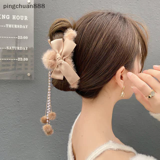 Pingchuan888 Sang Trọng Móng Vuốt Nơ sel Kẹp Tóc Móng Vuốt Tốt Nhất Kẹp Tóc Dày Phụ Kiện Nữ Mới Vuốt Tóc Dễ Thương Kẹp Tóc Mùa Đông Đẹp