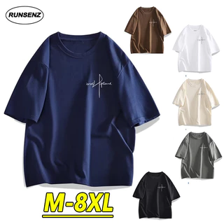 M-8xl Phiên Bản Hàn Quốc Đơn Giản Áo Sơ Mi Nam Plus Size Áo Rời Tay Ngắn Oversize Tee