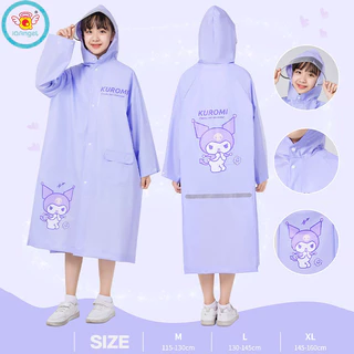 Áo mưa trẻ em Sanrio Áo mưa ngoài trời toàn thân chống thấm nước học sinh đi học với mũ lớn poncho