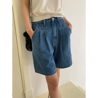 Quần Short Denim Nữ Mùa Hè 2024 Mới Mỏng Cao Cấp Rời Và Giảm Béo Chân Rộng Thẳng Thứ Năm Quần 3293