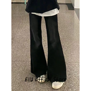 Ella Store quần ống rộng quần nữ jean Phong cách INS Minimalist hàn quốc WLK2440S7D 16Z240418