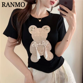 RANMO áo phông áo thun nữ croptop baby tee hàn quốc Fashion thời trang Thời trang WCS24414J9 18Z240428