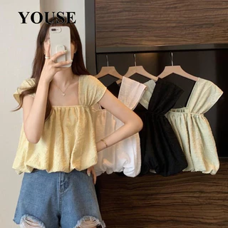 YOUSE áo sơ mi nữ áo kiểu hàn quốc Định hình xu hướng thông thường thanh lịch Fashion WCS246074D 23Z240608