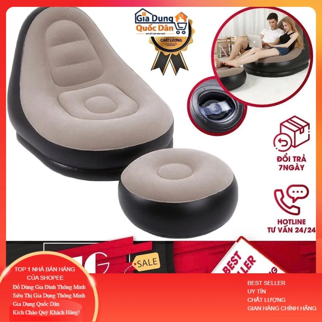 Ghế Đệm Hơi Tựa Lưng, Sofa Hơi, Ghế Đệm Hơi Kiểu Dáng Hàn Quốc Bọc Nhung Cao Cấp Hiện Đại