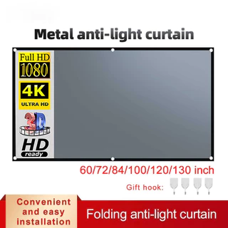 Màn hình kim loại 16: 9 rèm chống ánh sáng 60 / 72 / 84 / 100 / 120 / 130 / 133 inch HD máy chiếu rèm di động
