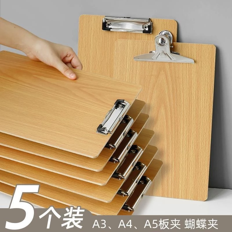 💦 💧 5 Chiếc A4 Nẹp Chèn Bút A5 Viết Miếng Lót 16K Thư Mục Bảng A3 Bảng Gỗ Clipboard Viết Menu Kẹp OZPE