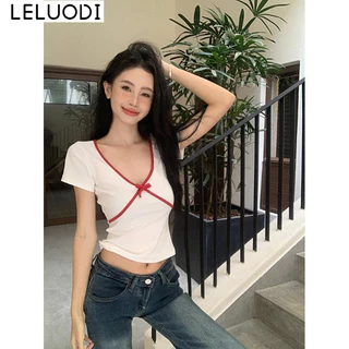 LELUODI áo phông áo thun nữ croptop baby tee Cute hàn quốc Comfortable Thời trang WTX24405OP 17Z240426