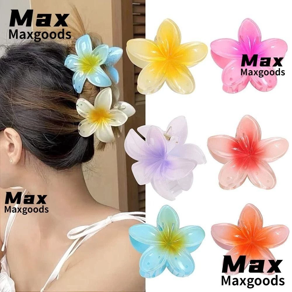 Maxg Vuốt Tóc, Kẹp Cá Mập Plumeria Hình Hoa Kẹp Tóc, Phụ Kiện Tóc Nhựa Bohemian Tạo Kiểu Tóc Nữ