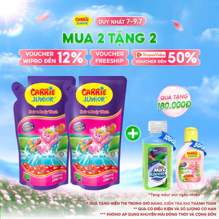 Combo 2 Túi Sữa Tắm Gội Carrie Junior Cho Bé Hương Cheeky Cherry 500G